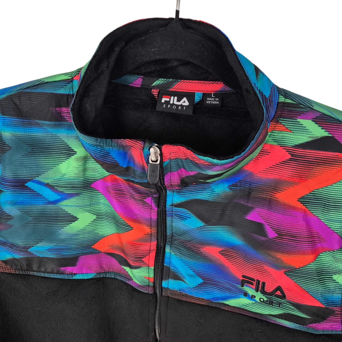 FILA Sport Womens Black Mink Fleece Zip Jumper Size L
