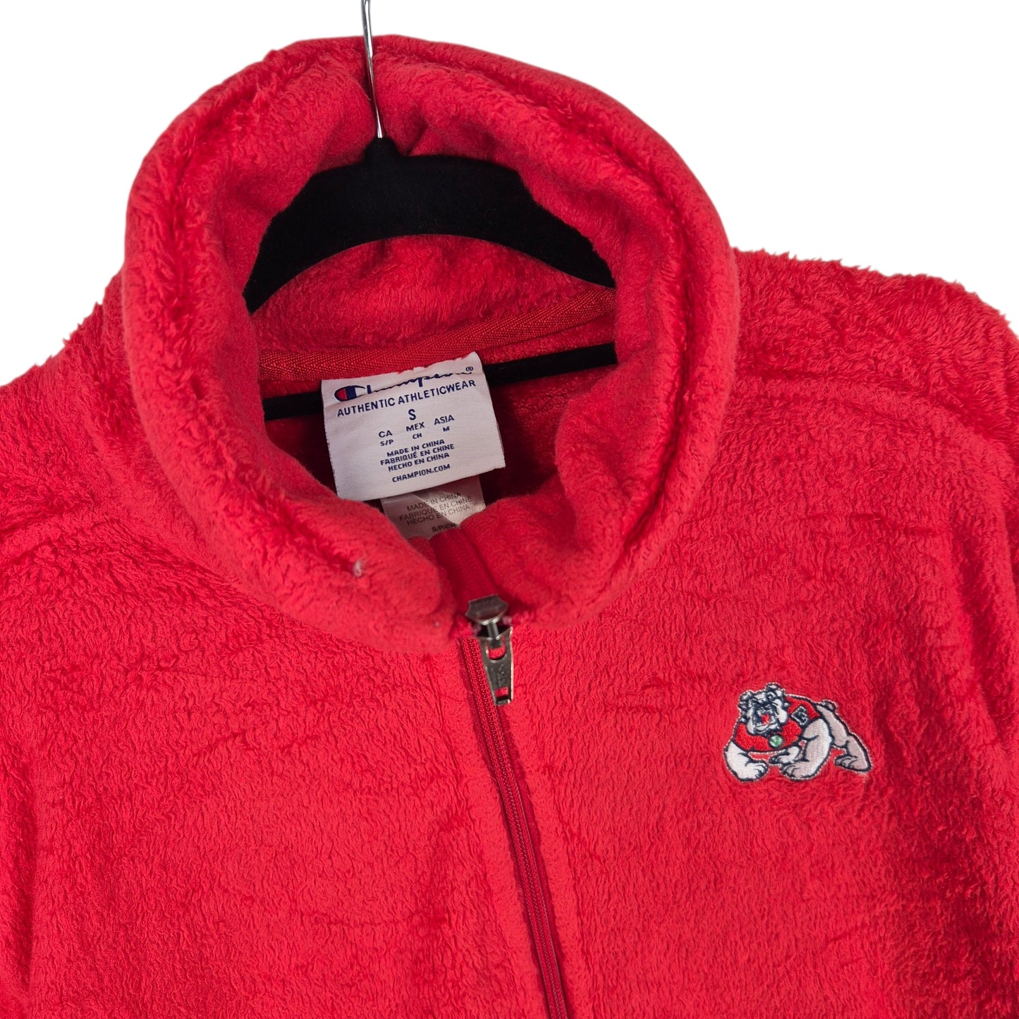 Champion Fresno State Bulldogs Red Fleece Zip Jumper Size S