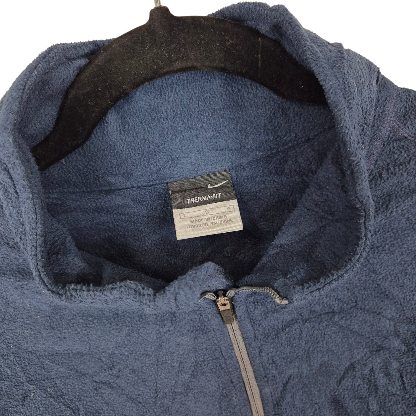 Vintage Nike 2000's Dark Blue Quarter Zip Therma Fit Fleece Jumper Size L
