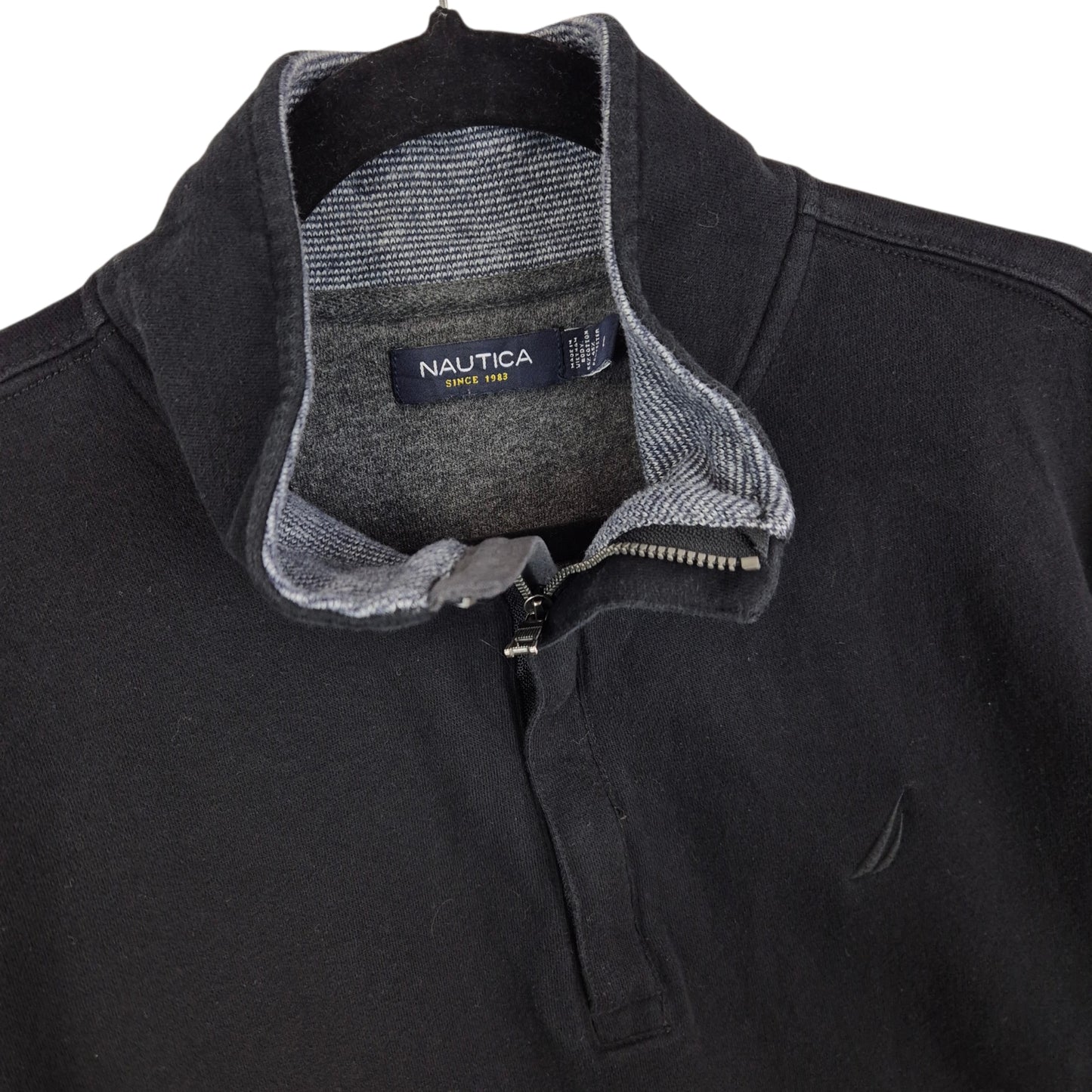 Nautica Black Quarter Zip Sweater Size L