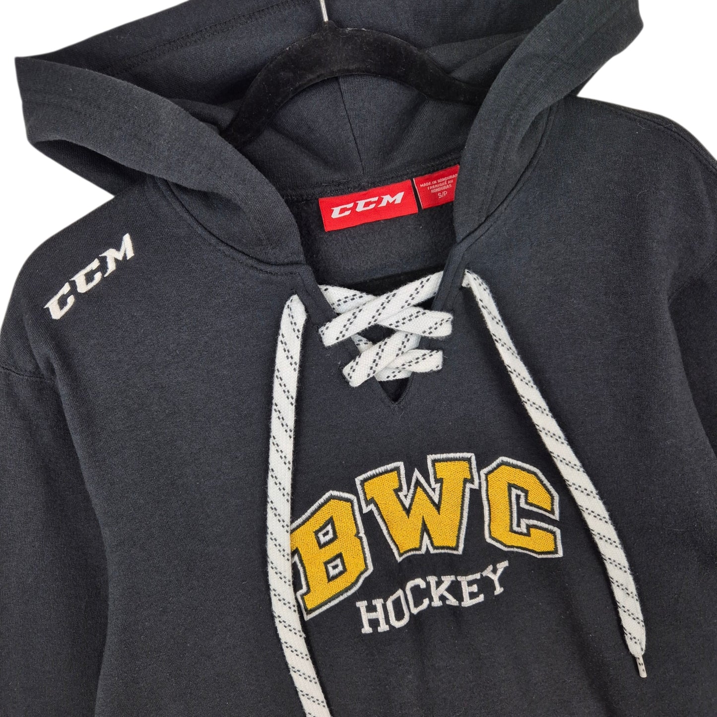 CCM BWC Hockey Black Embroidered Cotton Hoodie Size S