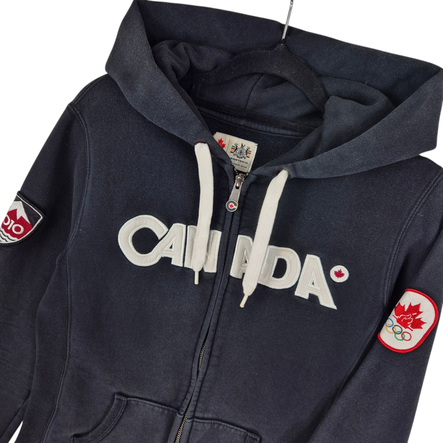 Canada Olympic Team Womens Black Heavy Embroidered Zip Hoodie Size M
