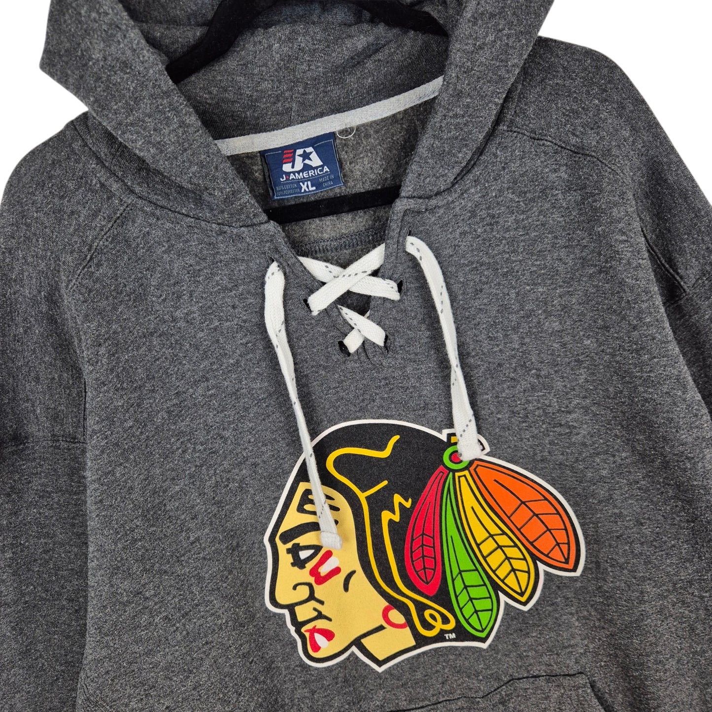 Chicago Blackhawks Hockey Grey Cotton Hoodie Size XL