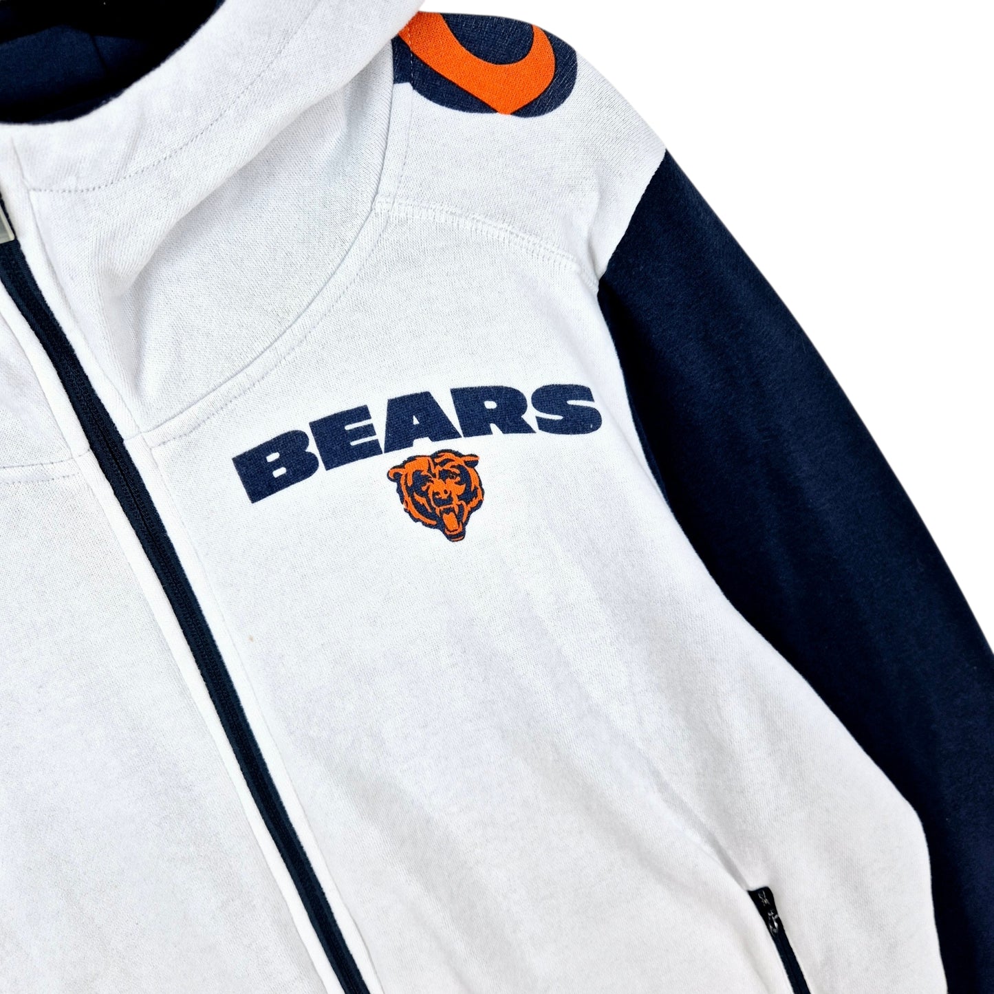 NFL Team Apparel Womens Chicago Bears White & Blue Zip Hoodie Size 2XL