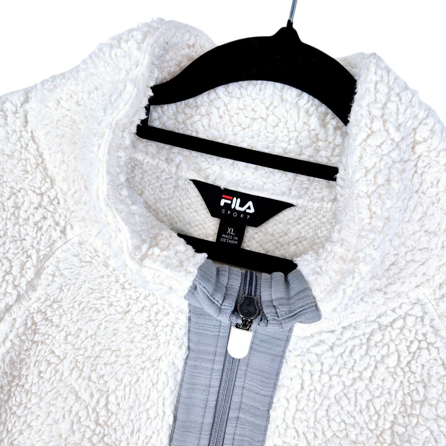 FILA Sport Womens White Sherpa Fleece Zip Jumper Size XL