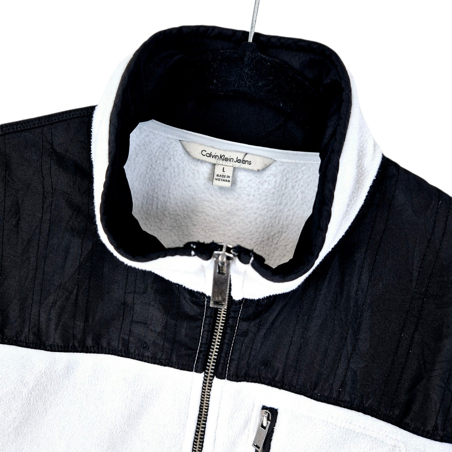 Calvin Klein White Fleece Zip Jumper Size L
