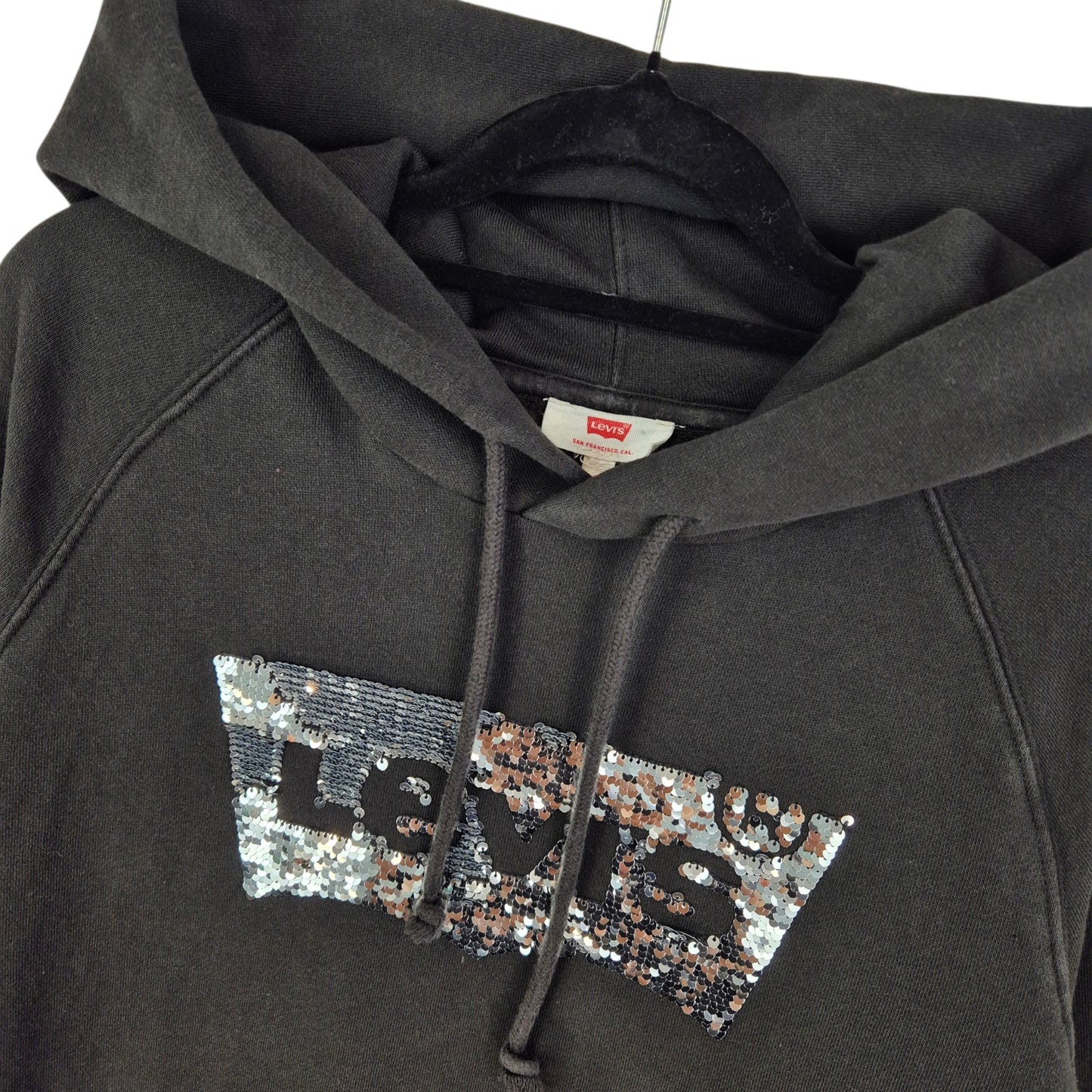 Levis Black Sequin Monogram Hoodie Size S