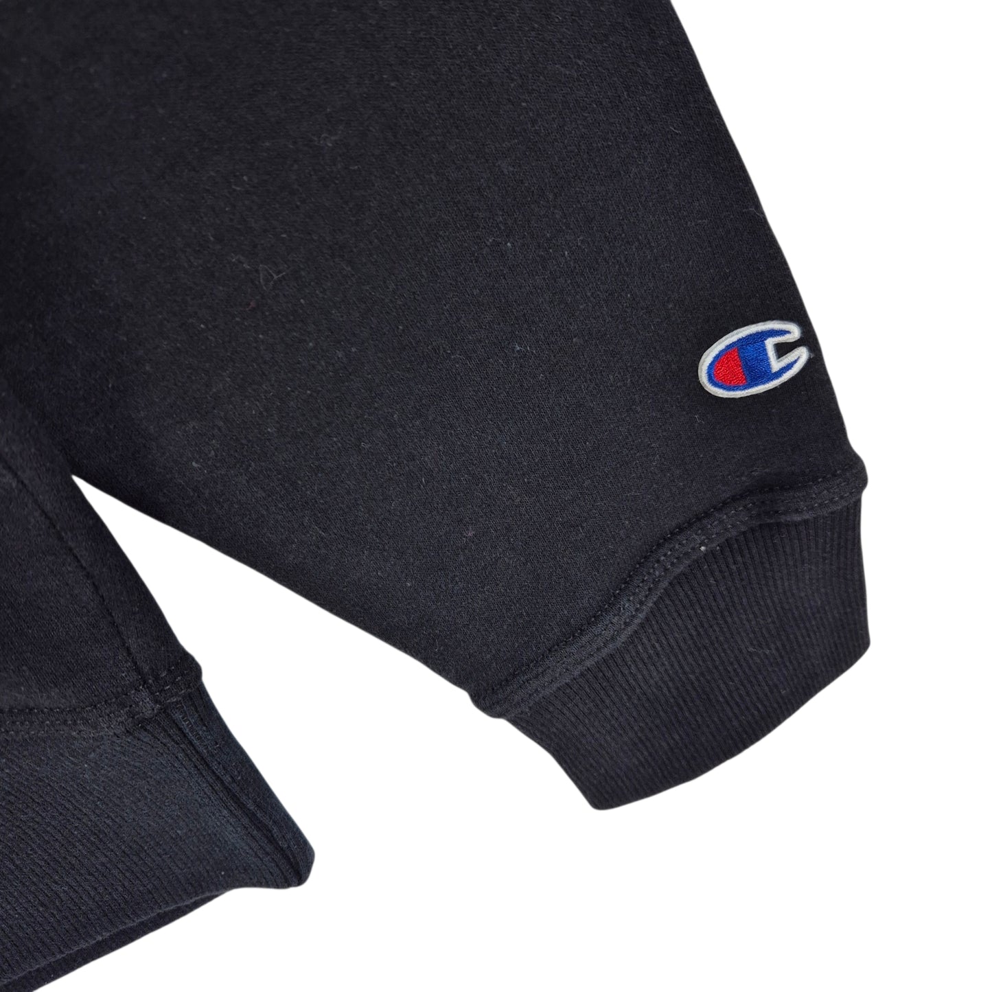 Champion Black Chest Script Cotton Hoodie Size S