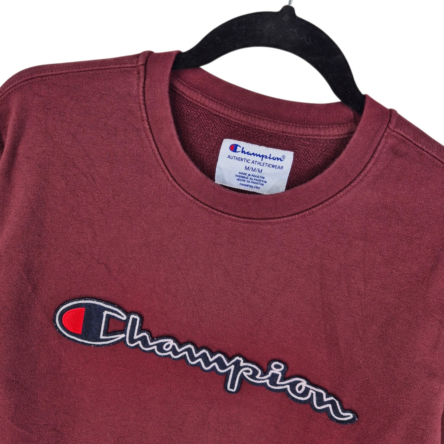 Champion Burgundy Embroidered Crewneck Sweater Size M