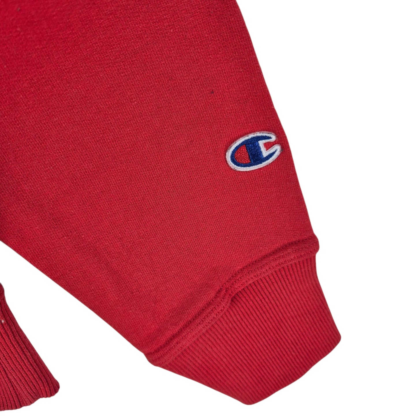 Champion Red Chest Script Cotton Crewneck Sweater Size S