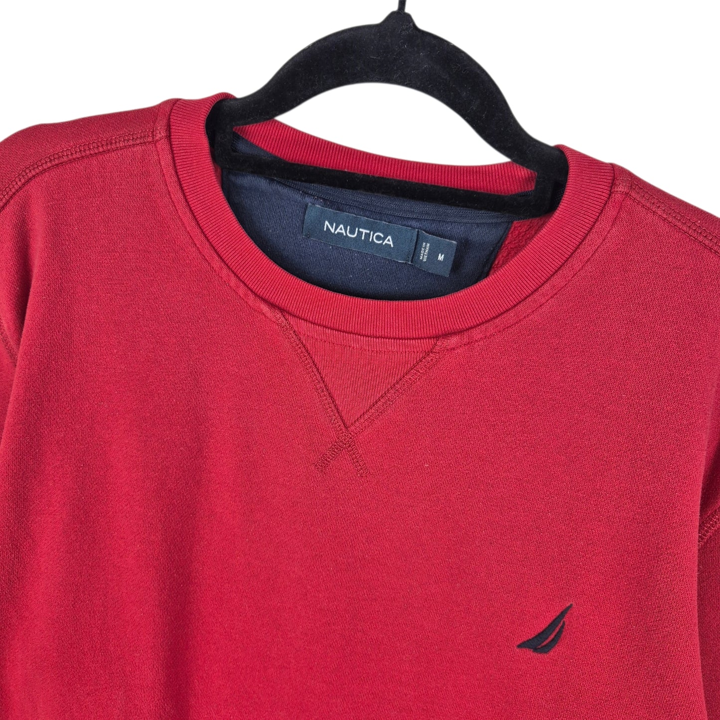 Nautica Red Cotton Crewneck Sweater Size M