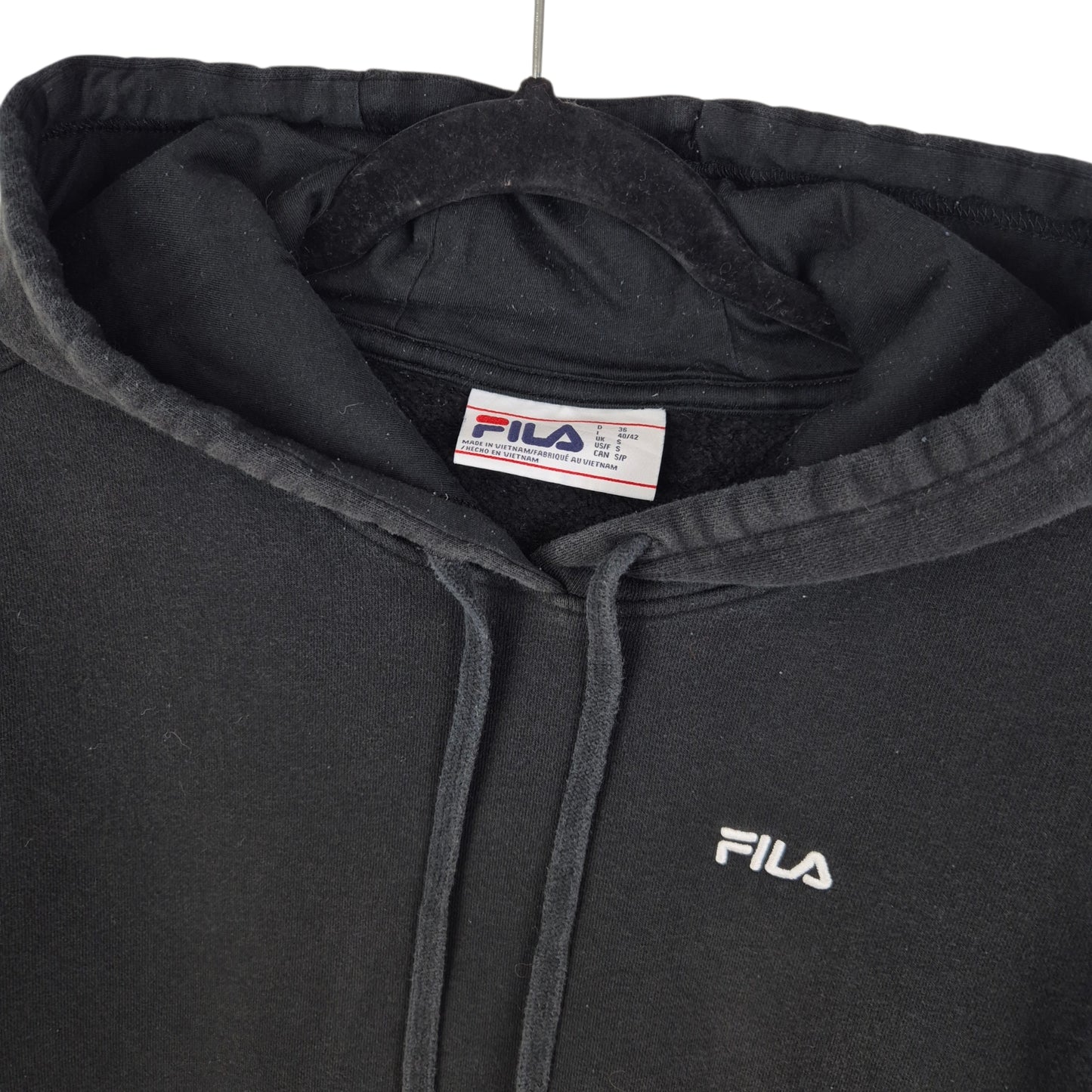 FILA Black Basic Embroidered Hoodie Size S