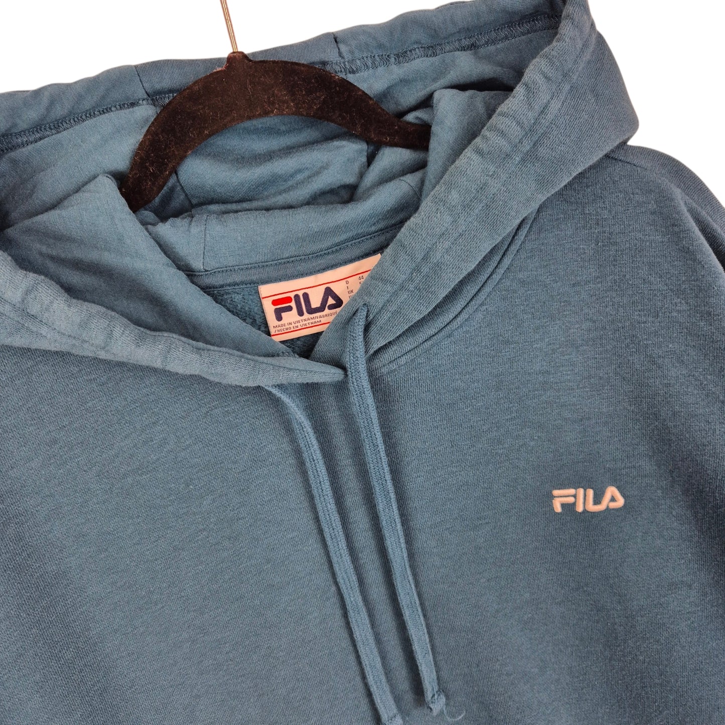 FILA Aqua Blue Basic Embroidered Hoodie Size 2XL