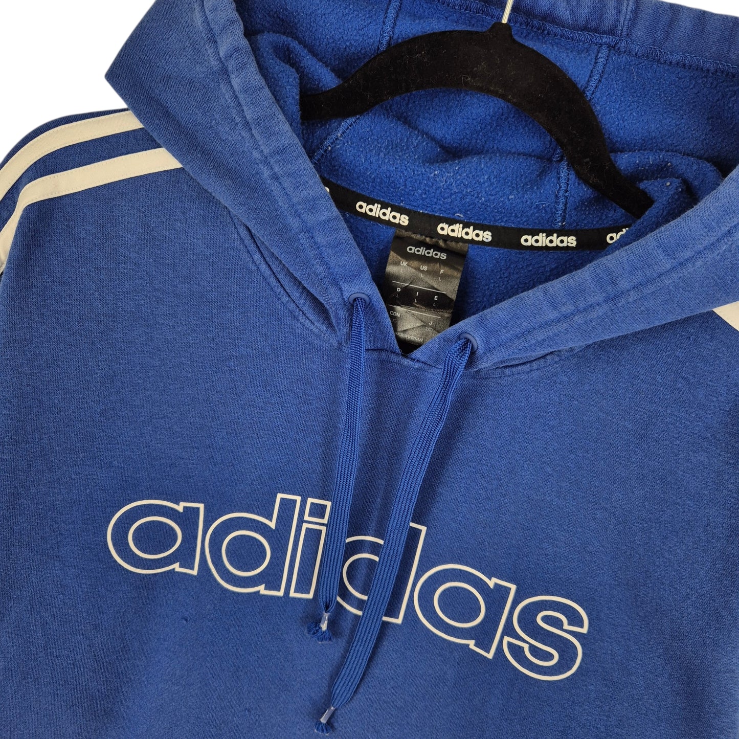 Adidas Blue Chest Script Hoodie Size L