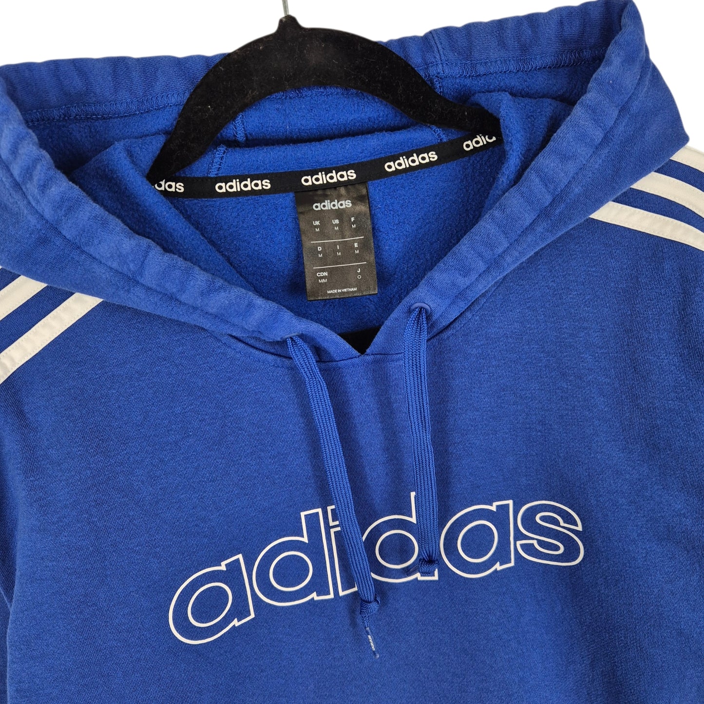 Adidas Blue Chest Script Hoodie Size M