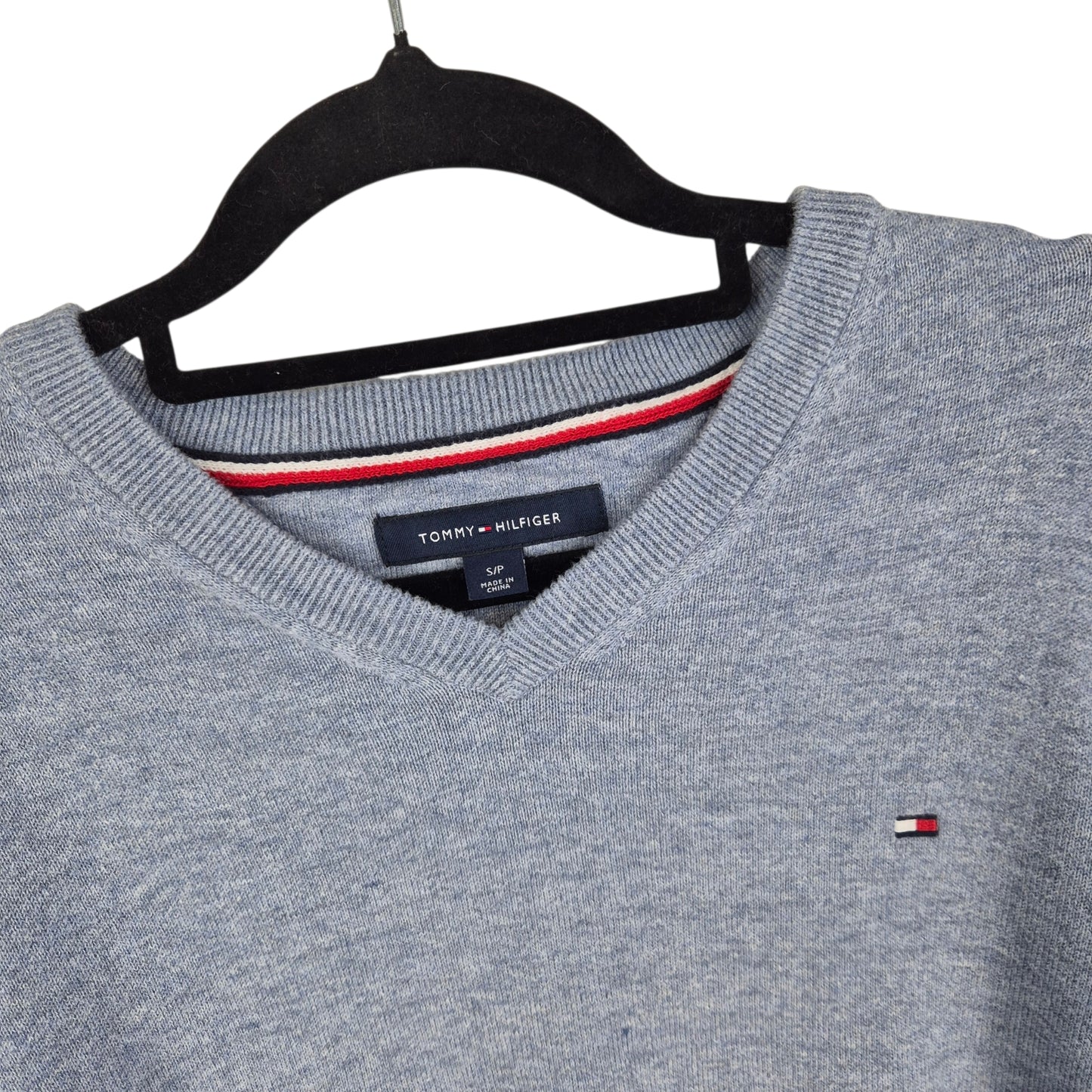 Tommy Hilfiger Light Steel Blue V Neck Knit Sweater Size S