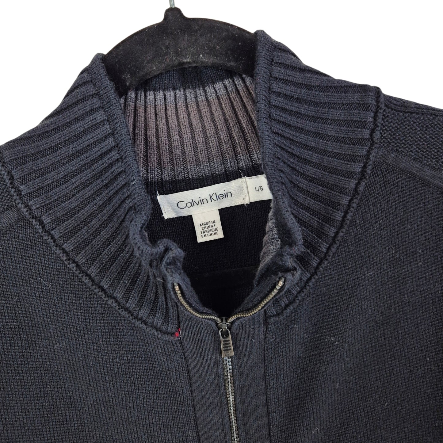 Calvin Klein Black Full Zip Knit Sweater Size L