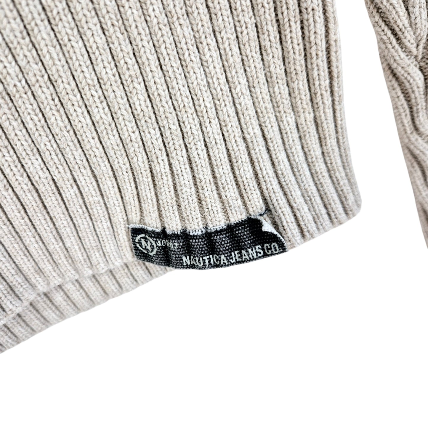 Nautica Jeans Oat Grey Heavy Stretch Quarter Zip Knit Sweater Size 2XL