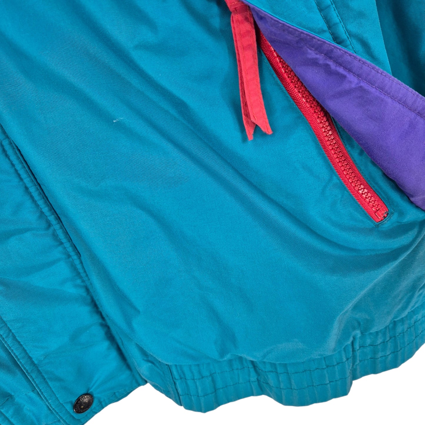 Vintage OshKosh 80's Aqua Blue Fleece Insulated Nylon Windbreaker Jacket Size XL