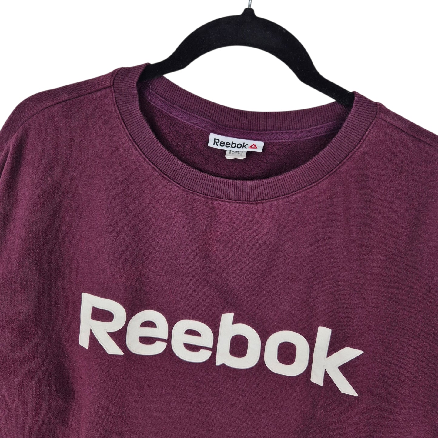 Reebok Womens Burgundy Crop Oversized Crewneck Sweater Size XL