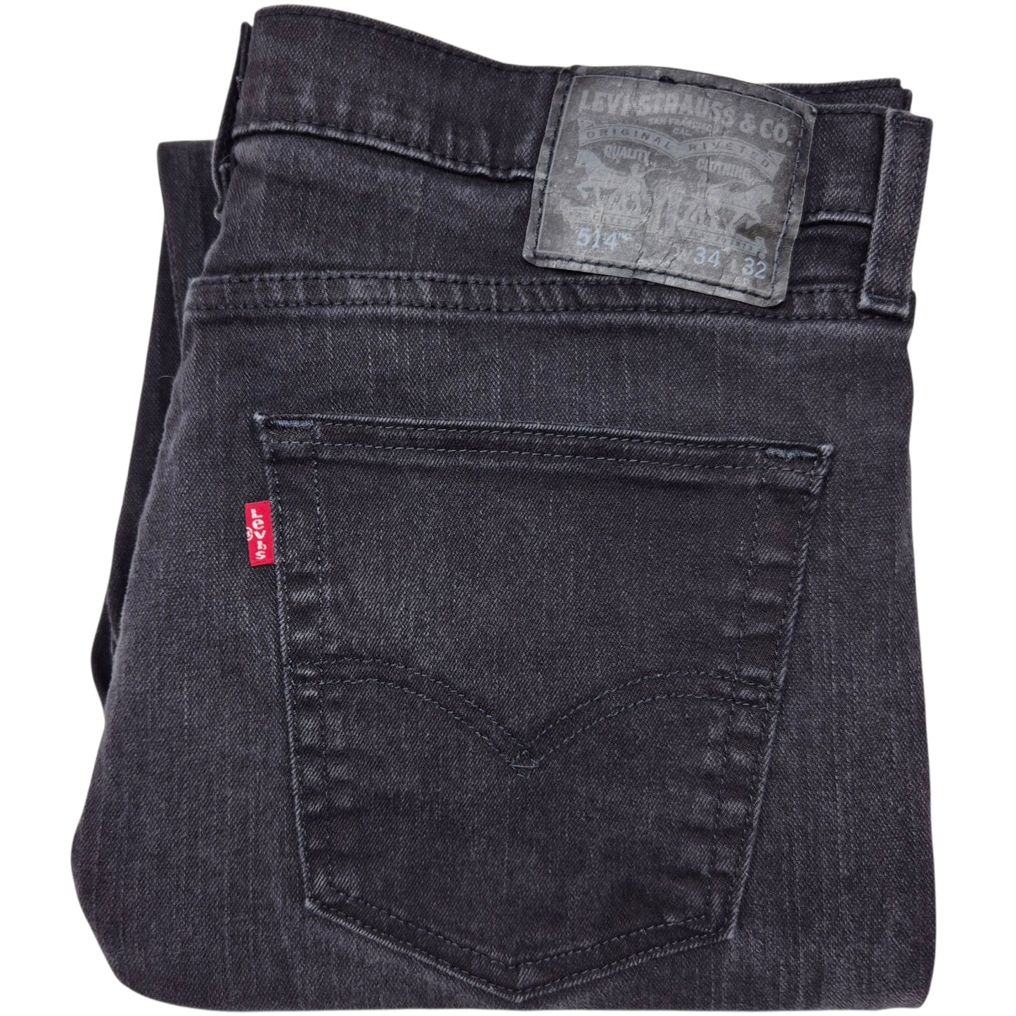 Levis 514 Jeans Black Regular Straight Leg Stretch Denim W34