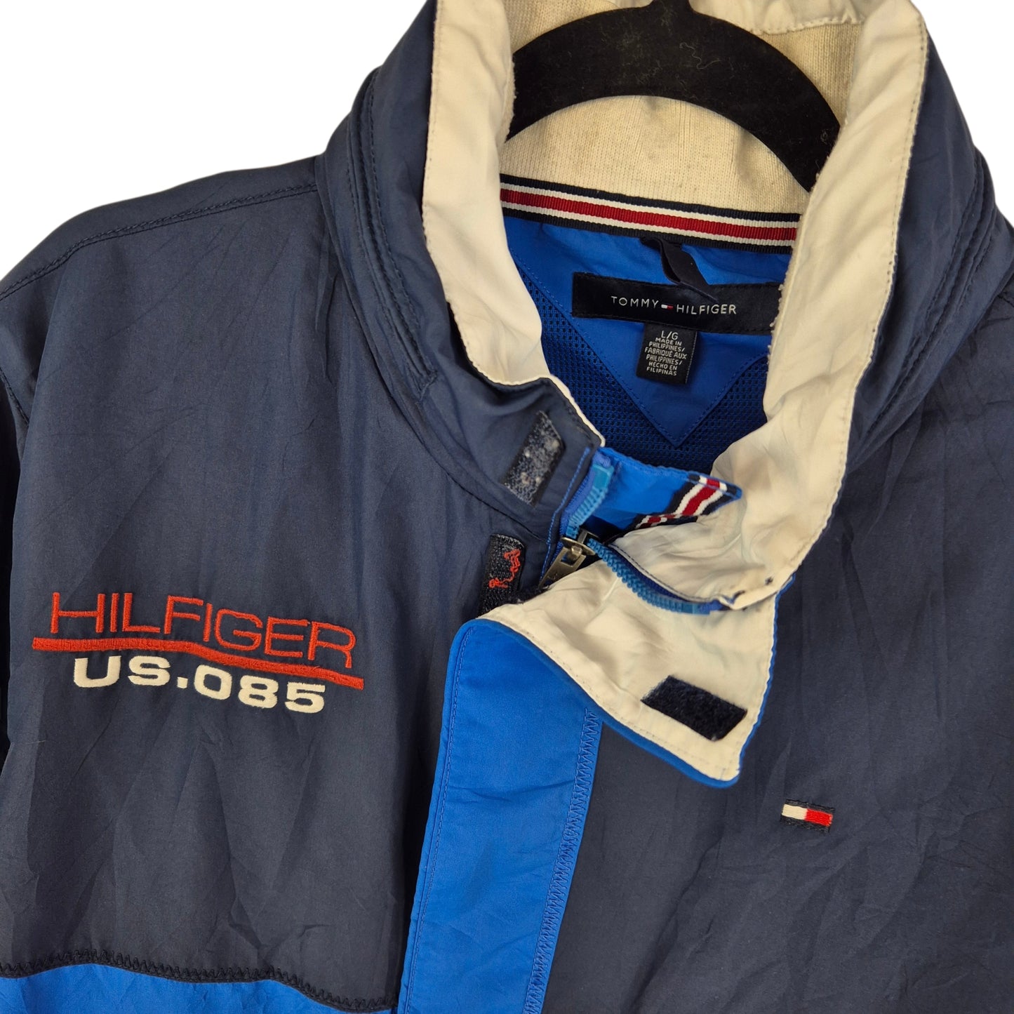 Tommy Hilfiger Blue Embroidered Windbreaker Jacket Size L