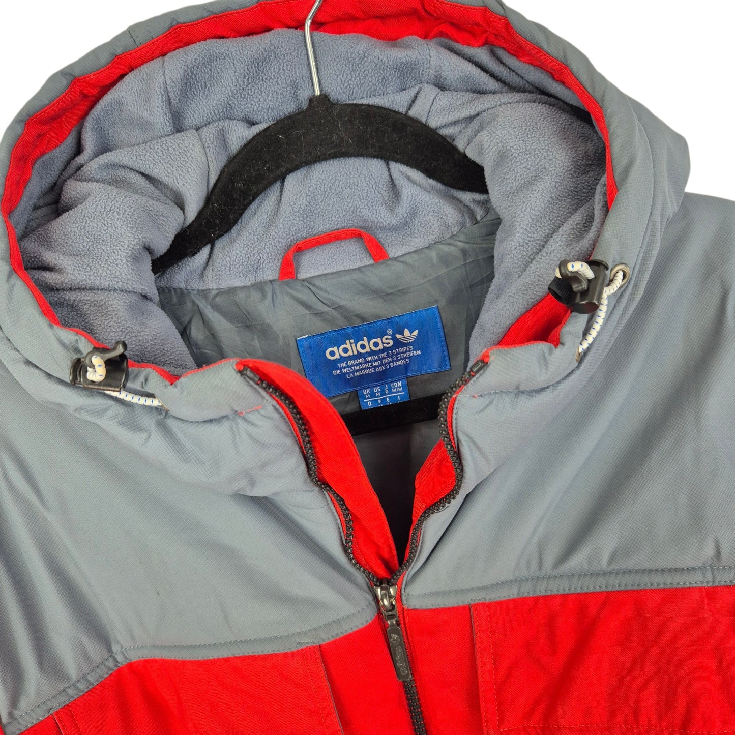 Adidas Red & Grey Heavy Quilted Nylon Jacket Size M