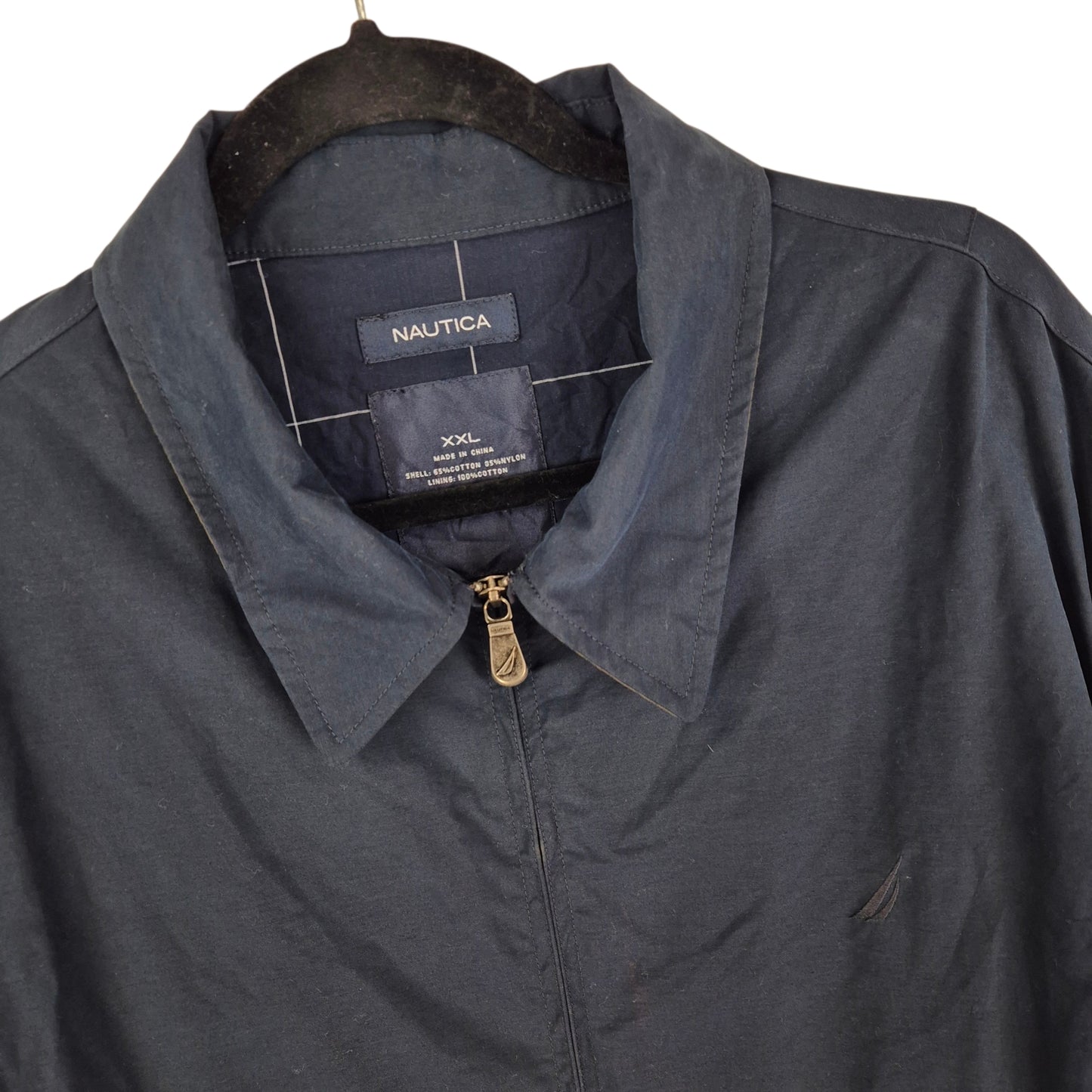 Nautica Dark Blue Collared Bomber Jacket Size 2XL