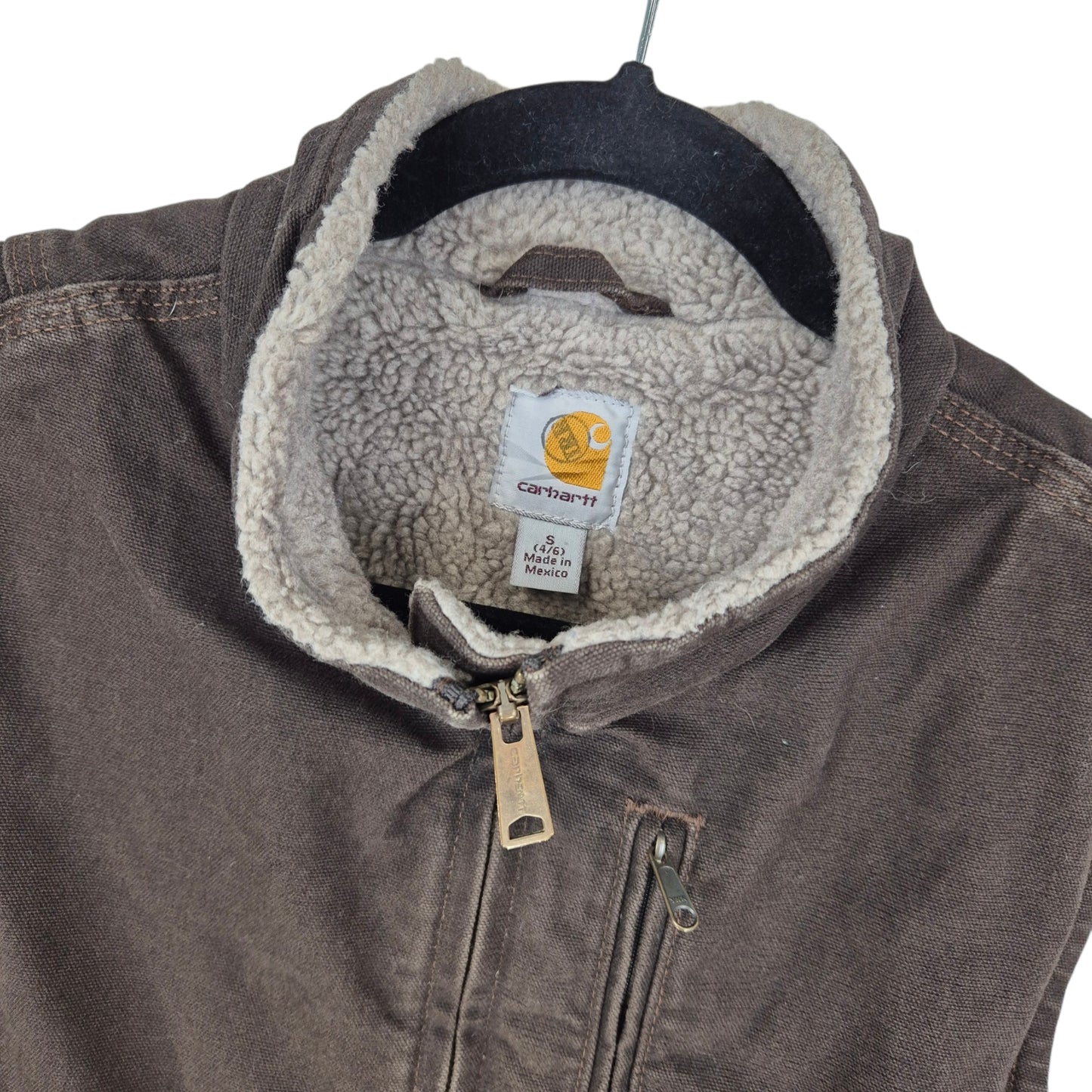 Carhartt Womens Brown Fleece Insualted Heavy Denim Vest Size S