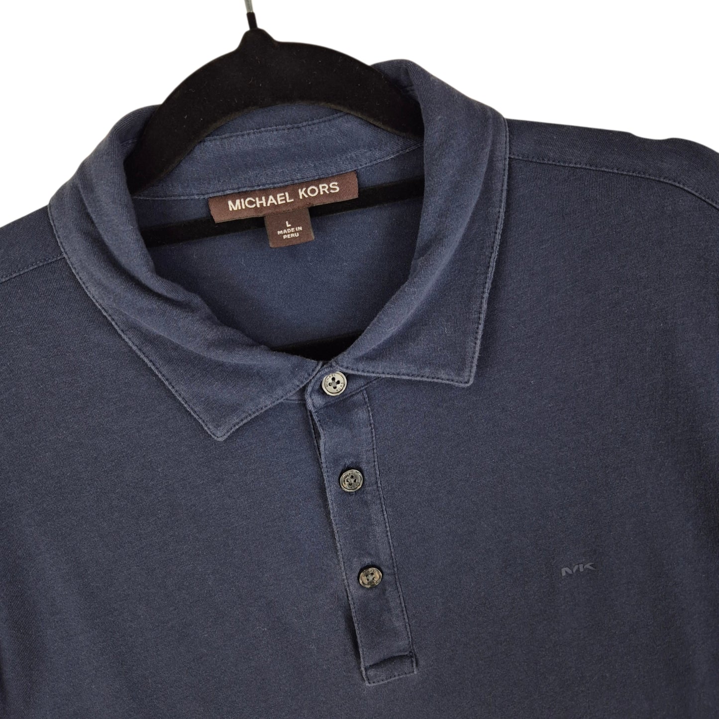 Michael Kors Dark Blue Stretch Polo Shirt Size L