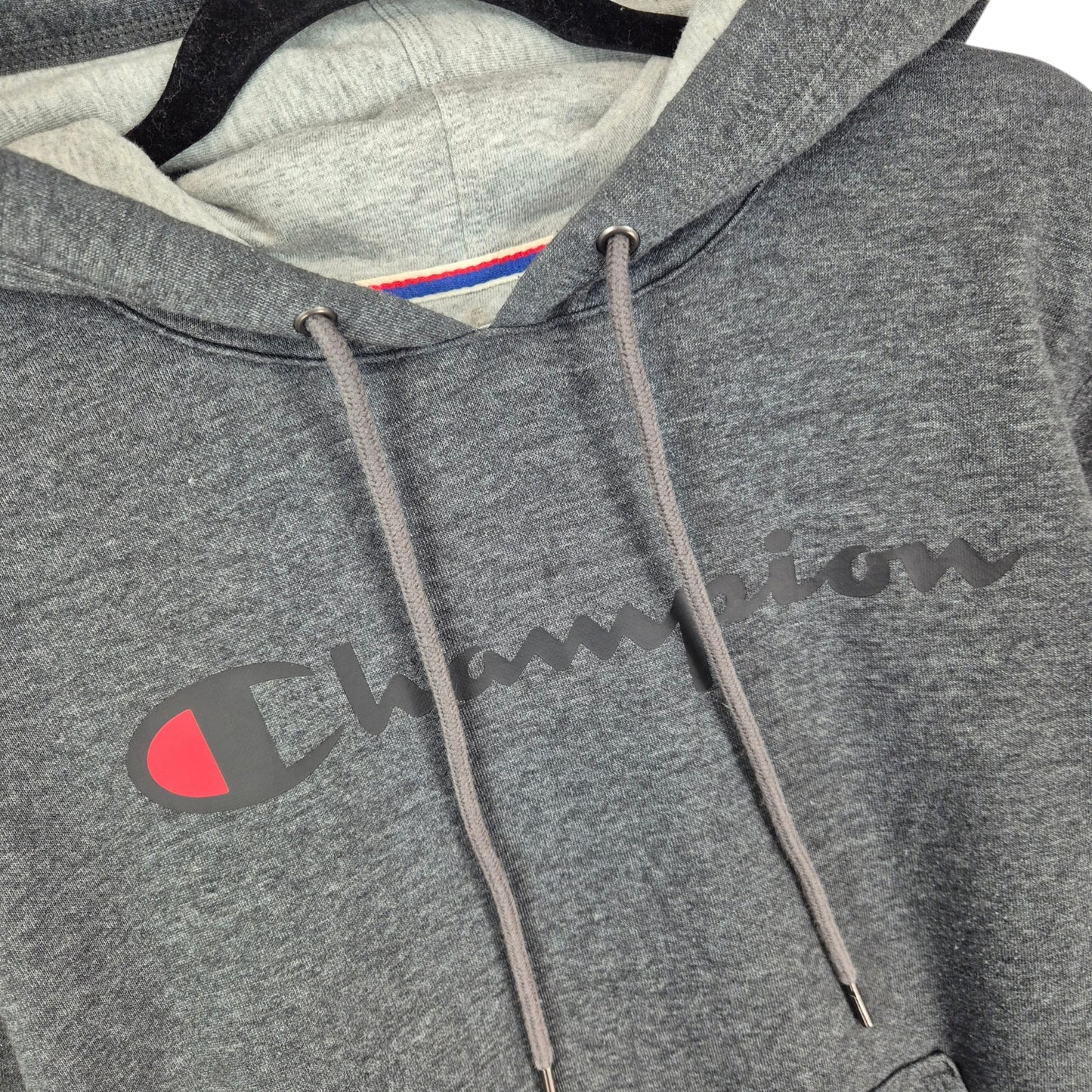 Champion Grey Chest Script Hoodie Size S
