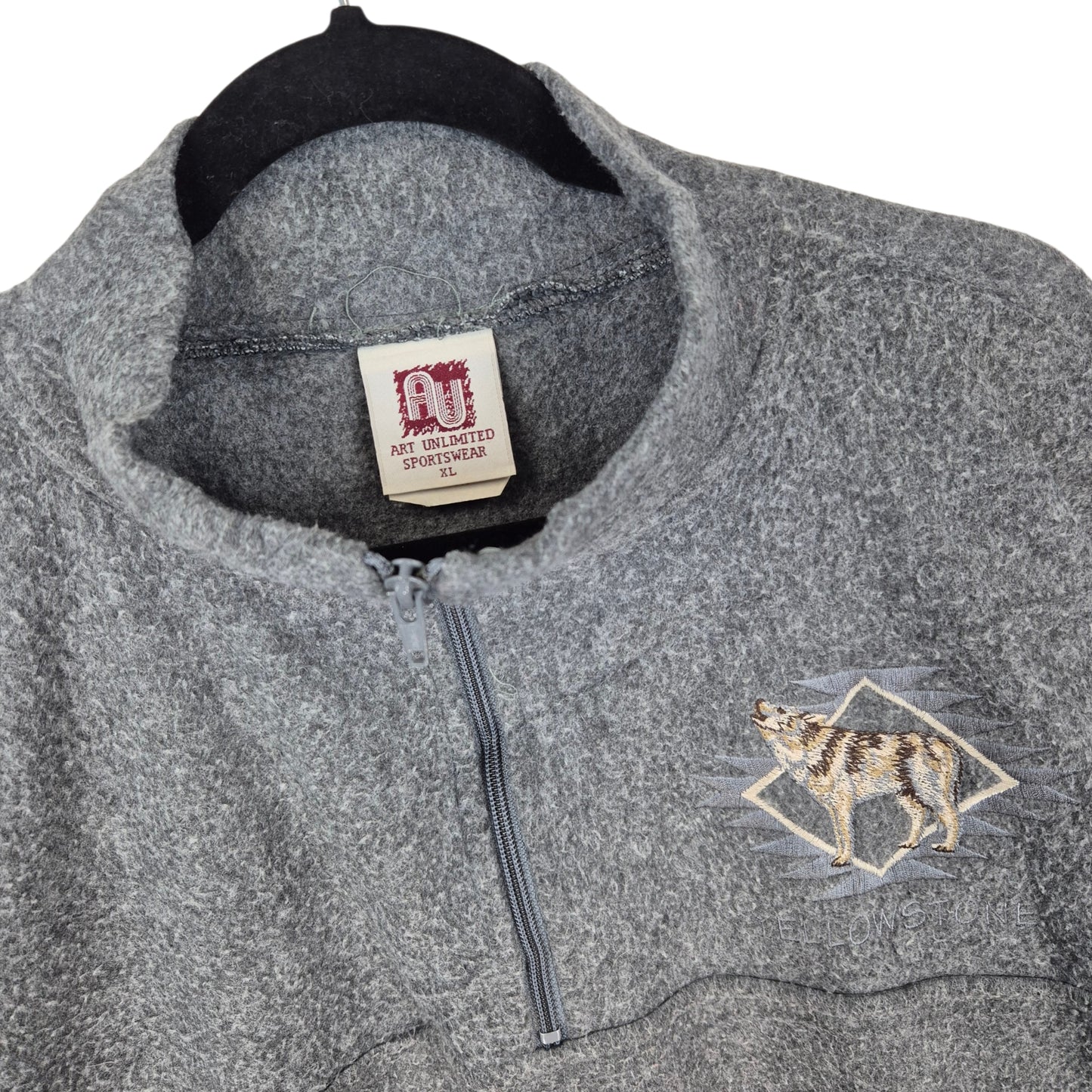 Vintage Art Unlimited 80's Grey Yellowstone USA Made Fleece Jumper Size XL