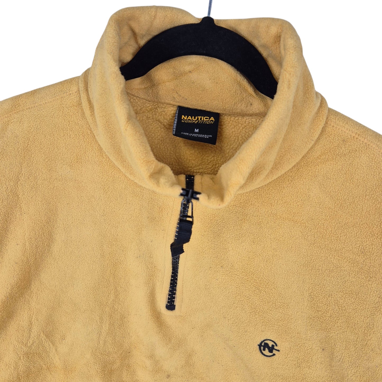 Vintage Nautica Competition Yellow Quarter Zip Fleece Jumper Size M