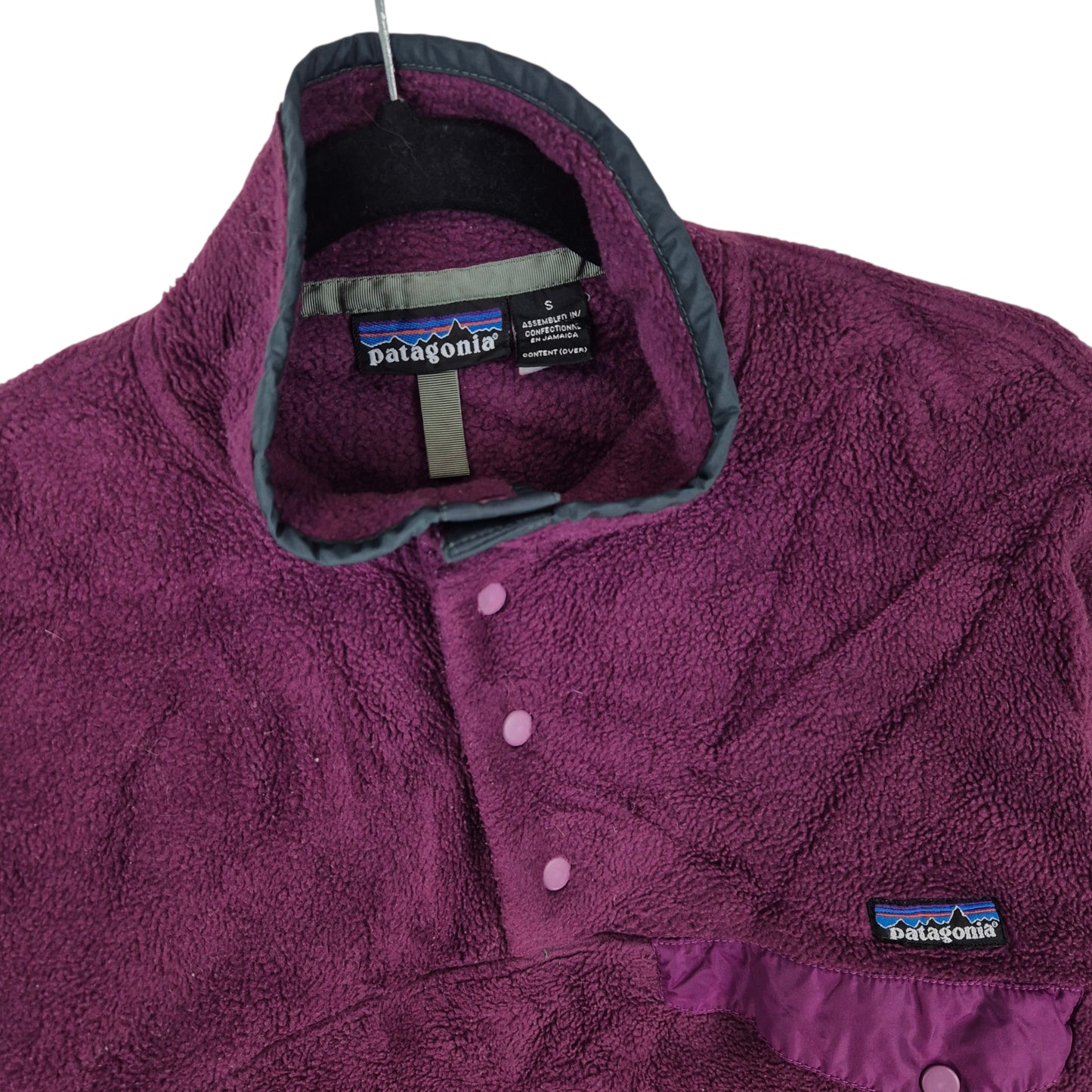 Vintage Patagonia 90's Purple Quarter Button Fleece Jumper Size S