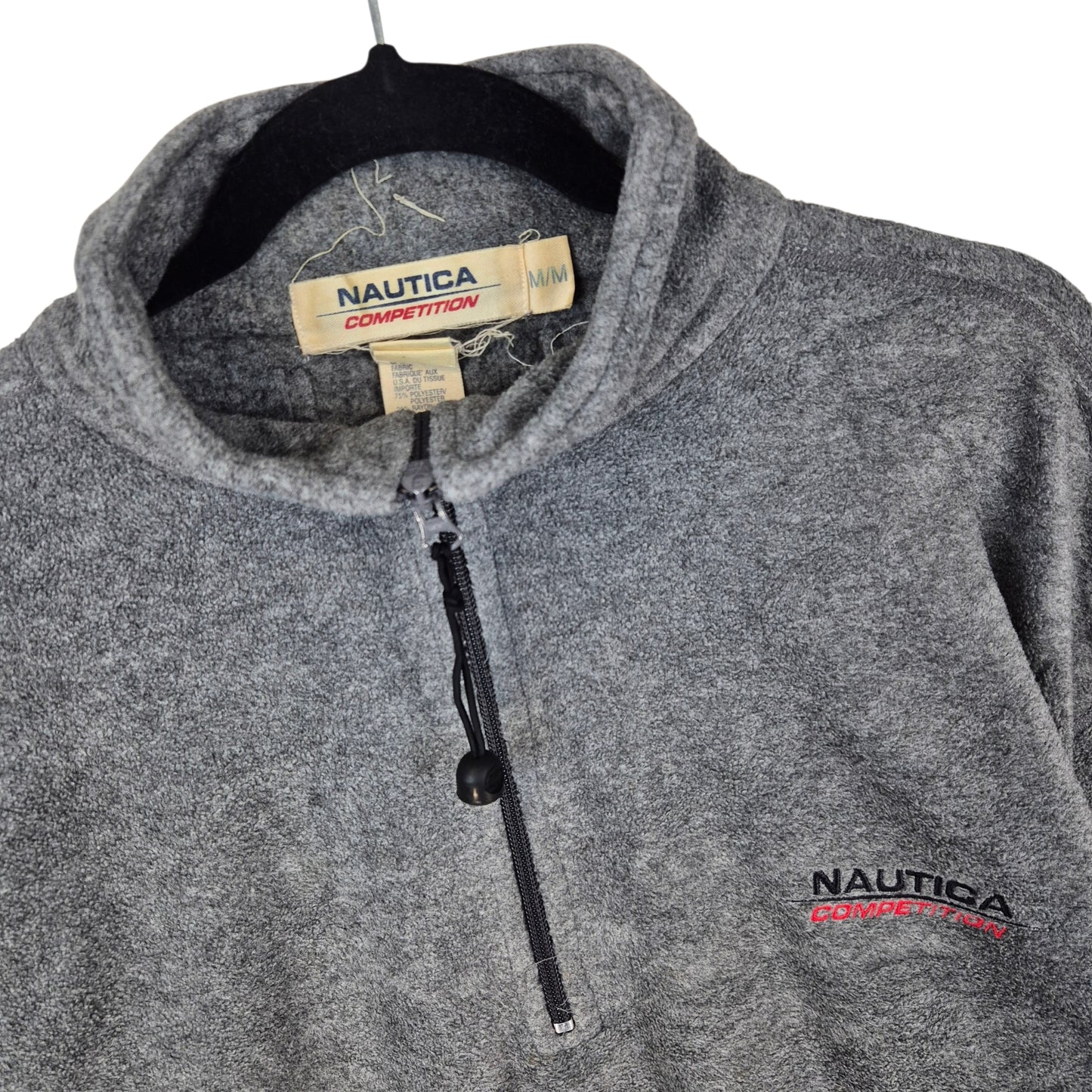 Vintage Nautica Competition 90's Grey Quarter Zip USA Made Fleece Jumper Size M