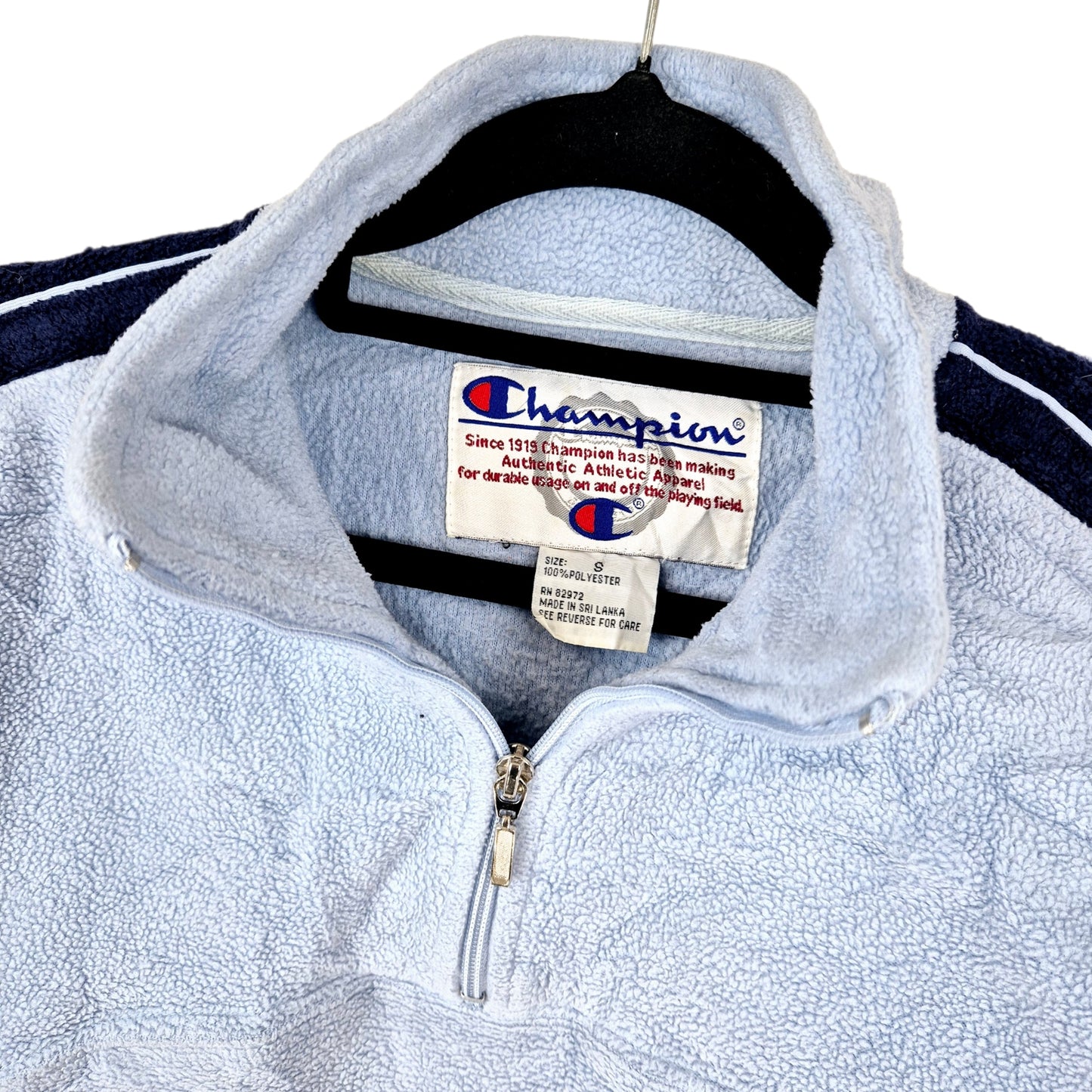 Vintage Champion 90's Womens Light Blue Quarter Zip Fleece Jumper Size S