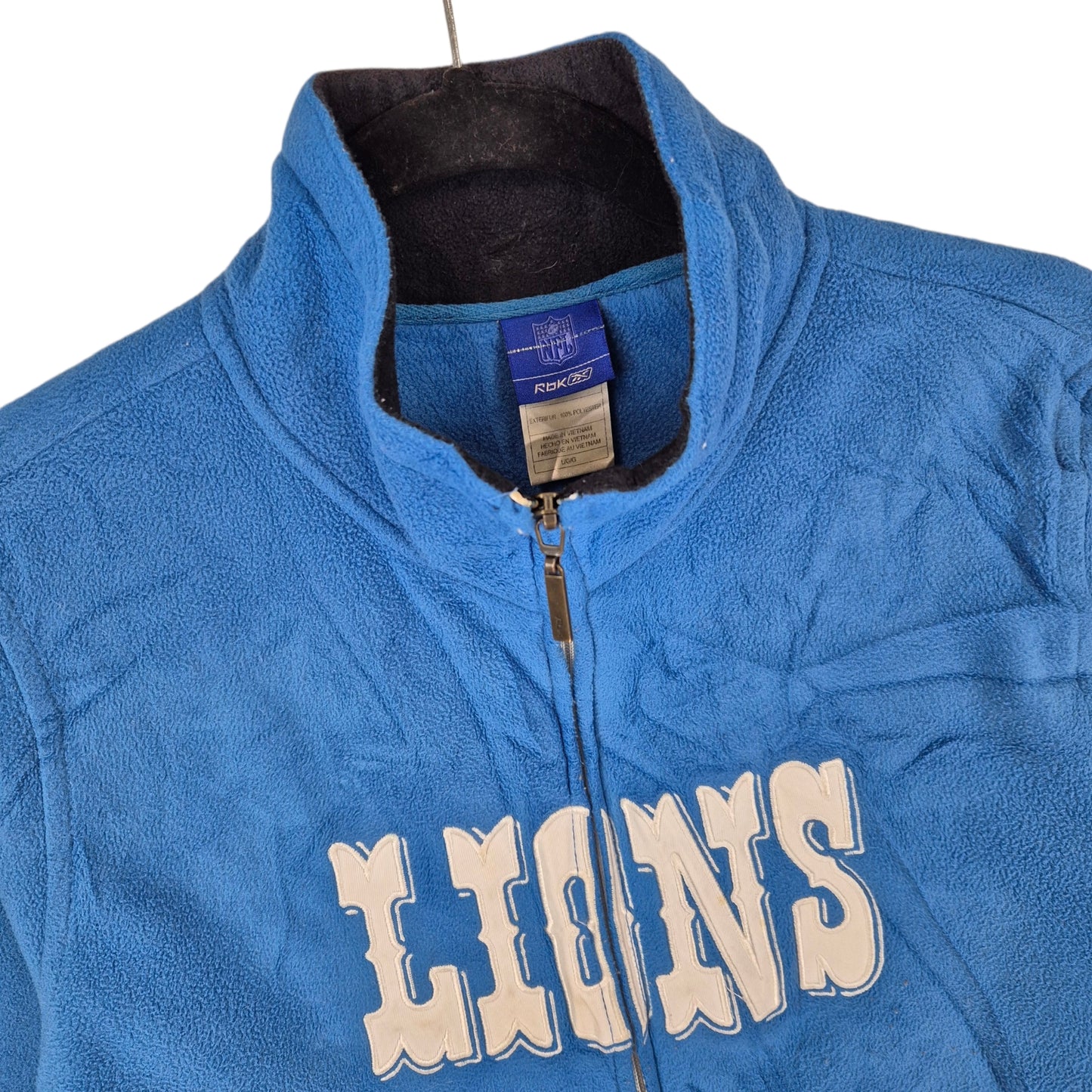Vintage Reebok NFL Detroit Lions Womens Blue Embroidered Fleece Jumper Size L