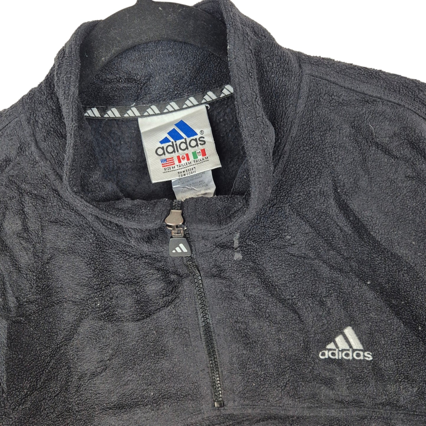 Vintage Adidas 90's Black Quarter Zip Fleece Jumper Size M