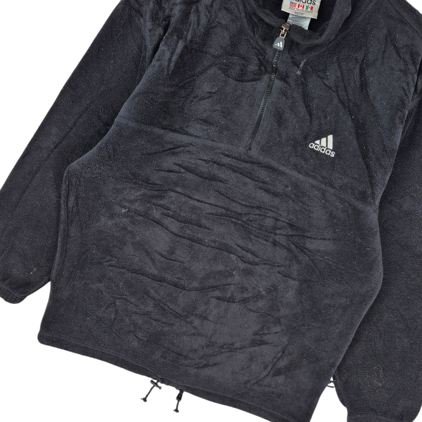 Vintage Adidas 90's Black Quarter Zip Fleece Jumper Size M