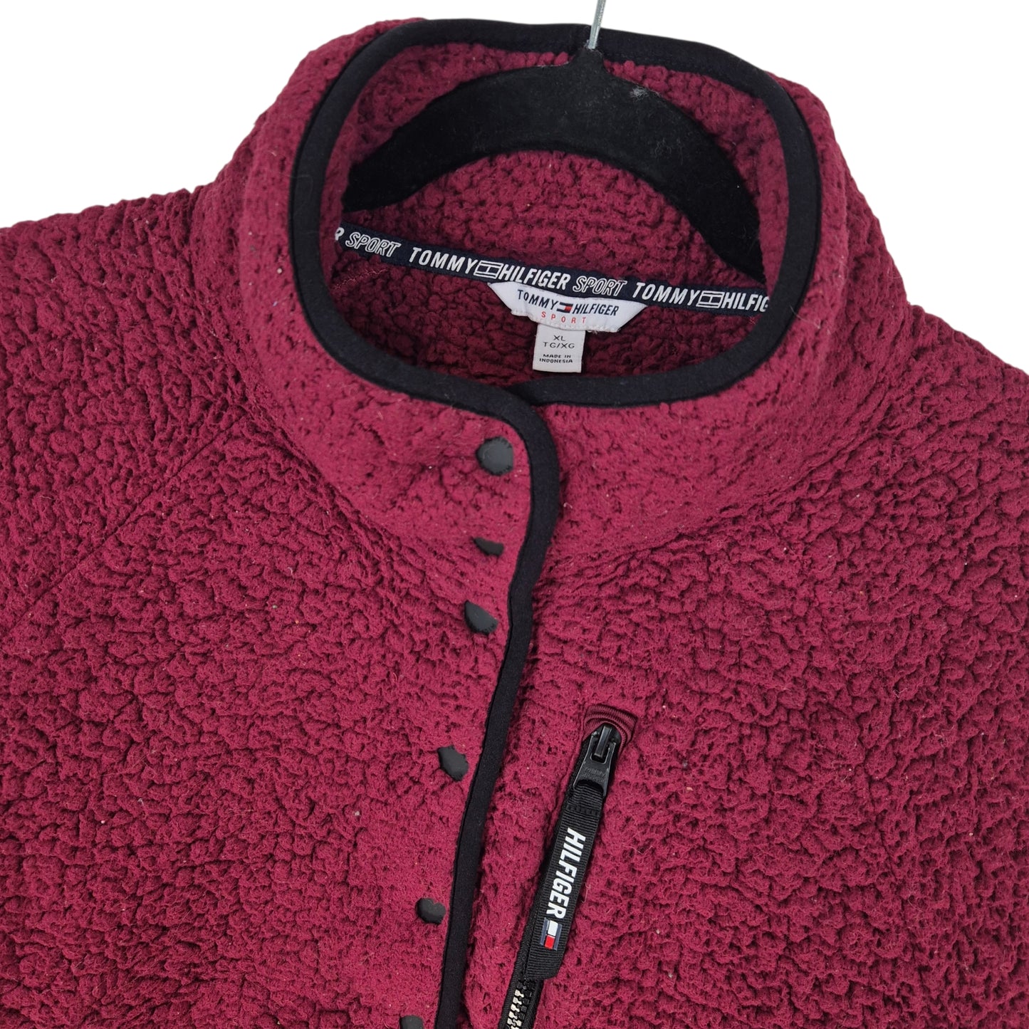 Tommy Hilfiger Sport Womens Burgundy Fleece Jumper Size XL
