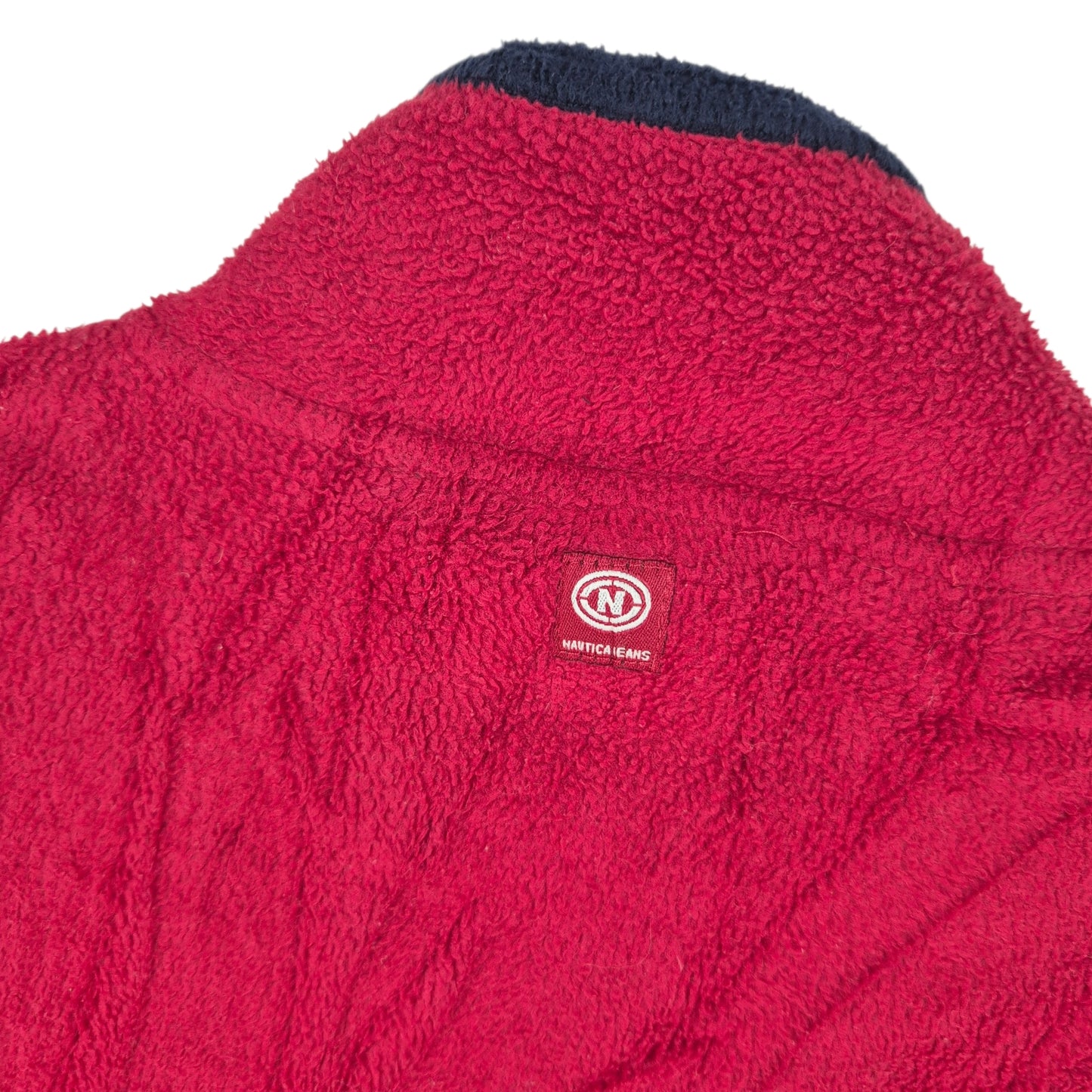 Vintage Nautica Jeans Red Quarter Zip Fleece Jumper Size M