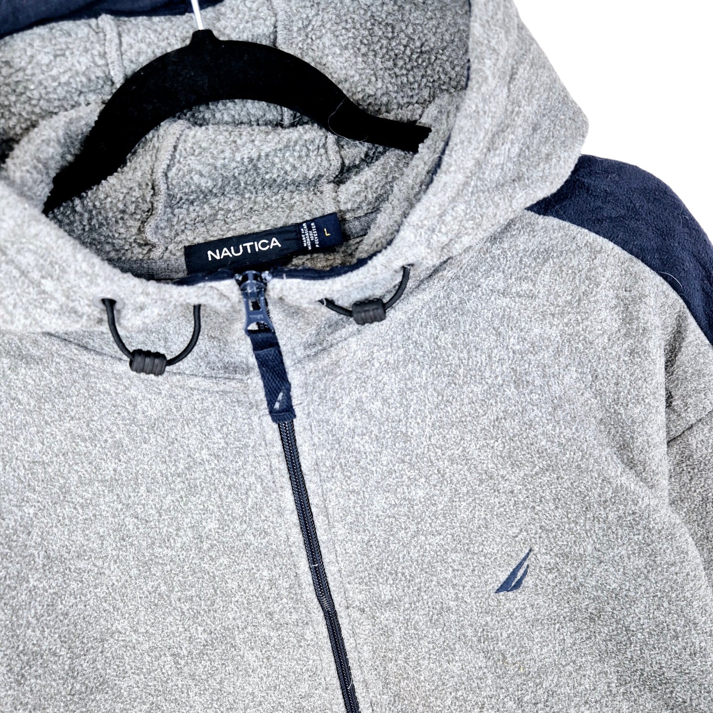 Nautica Grey Embroidered Fleece Zip Hoodie Size L