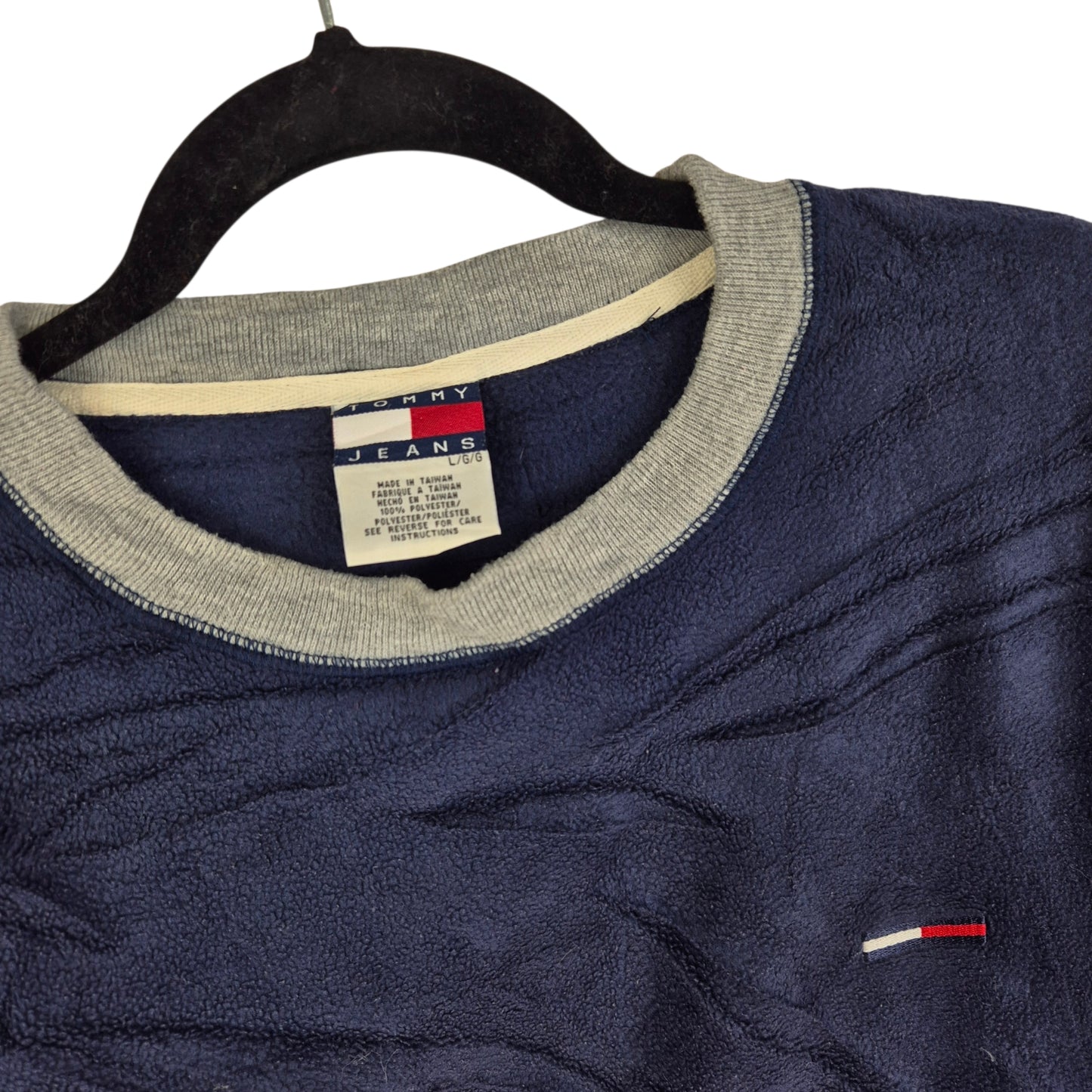 Vintage Tommy Hilfiger 90's Dark Blue Crewneck Fleece Jumper Size L