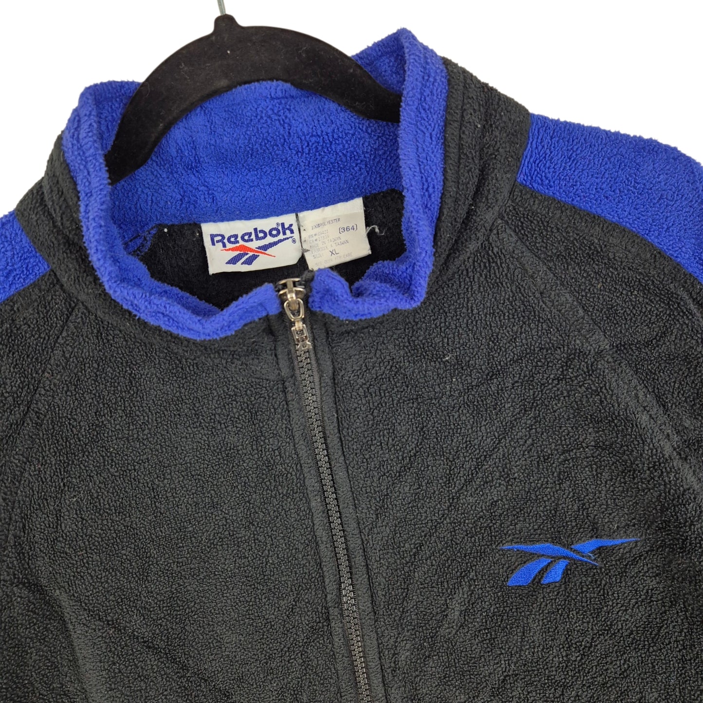Vintage Reebok 90's Black Fleece Zip Jumper Size XL