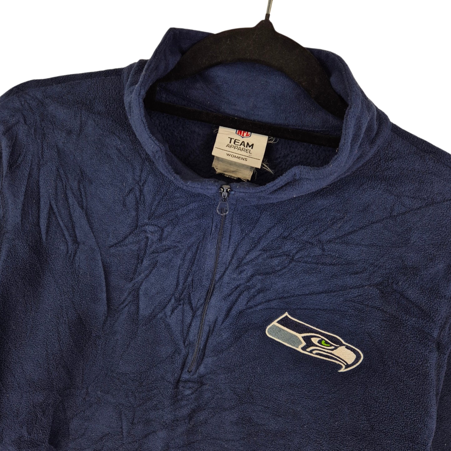 NFL Seattle Seahawks Womens Dark Blue Quarter Zip Fleece Jumper Size XL