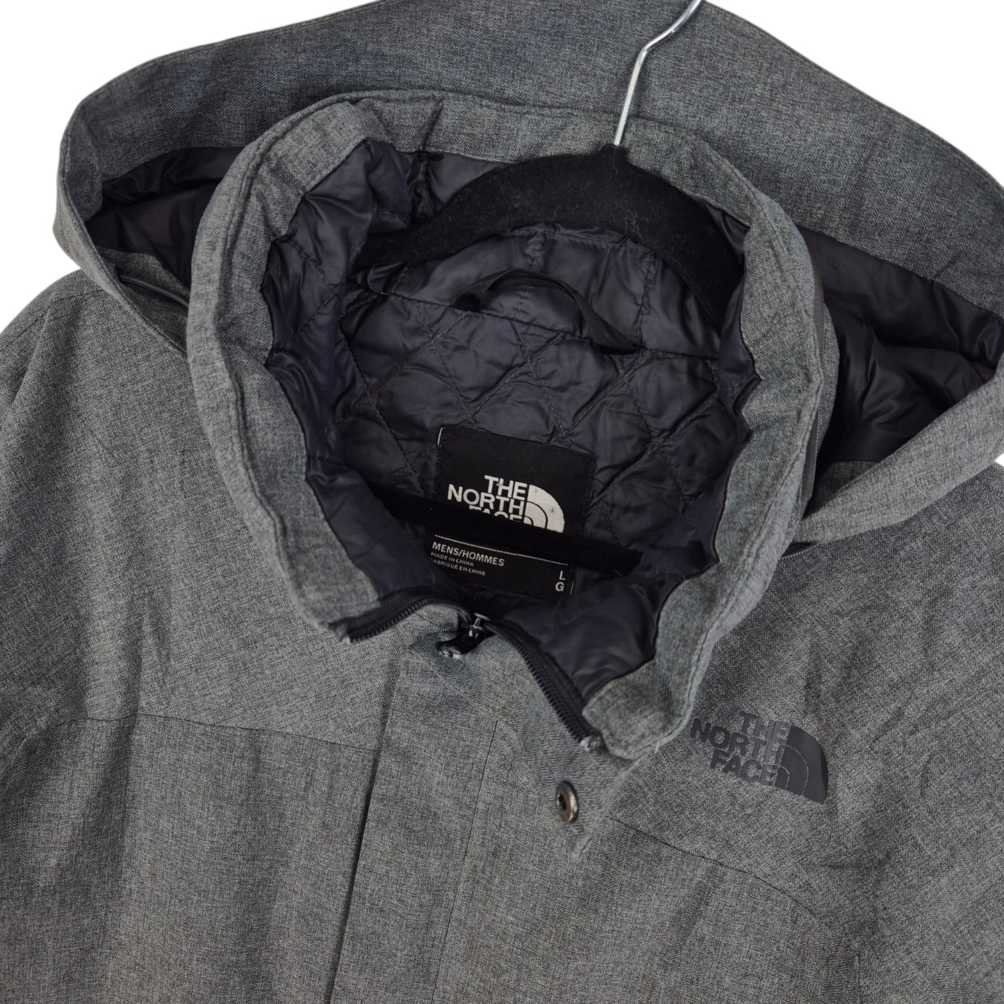 The North Face Grey Quilted Windbreaker Jacket Size L