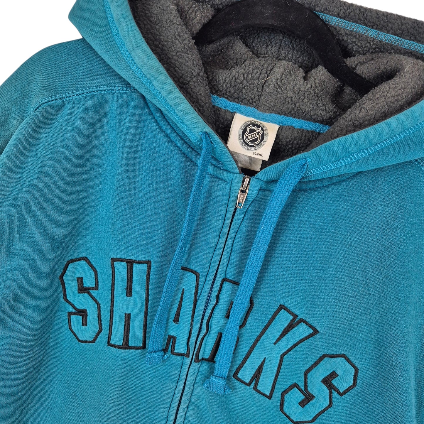 NHL San Jose Sharks Blue Embroidered Zip Hoodie Size 2XL