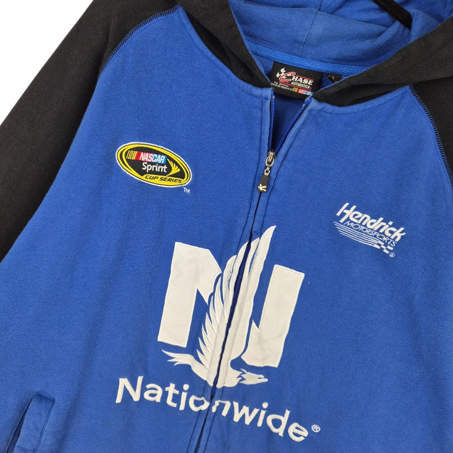 NASCAR Dale Earnhardt JR Black & Blue Heavy Embroidered Zip Hoodie Size 3XL