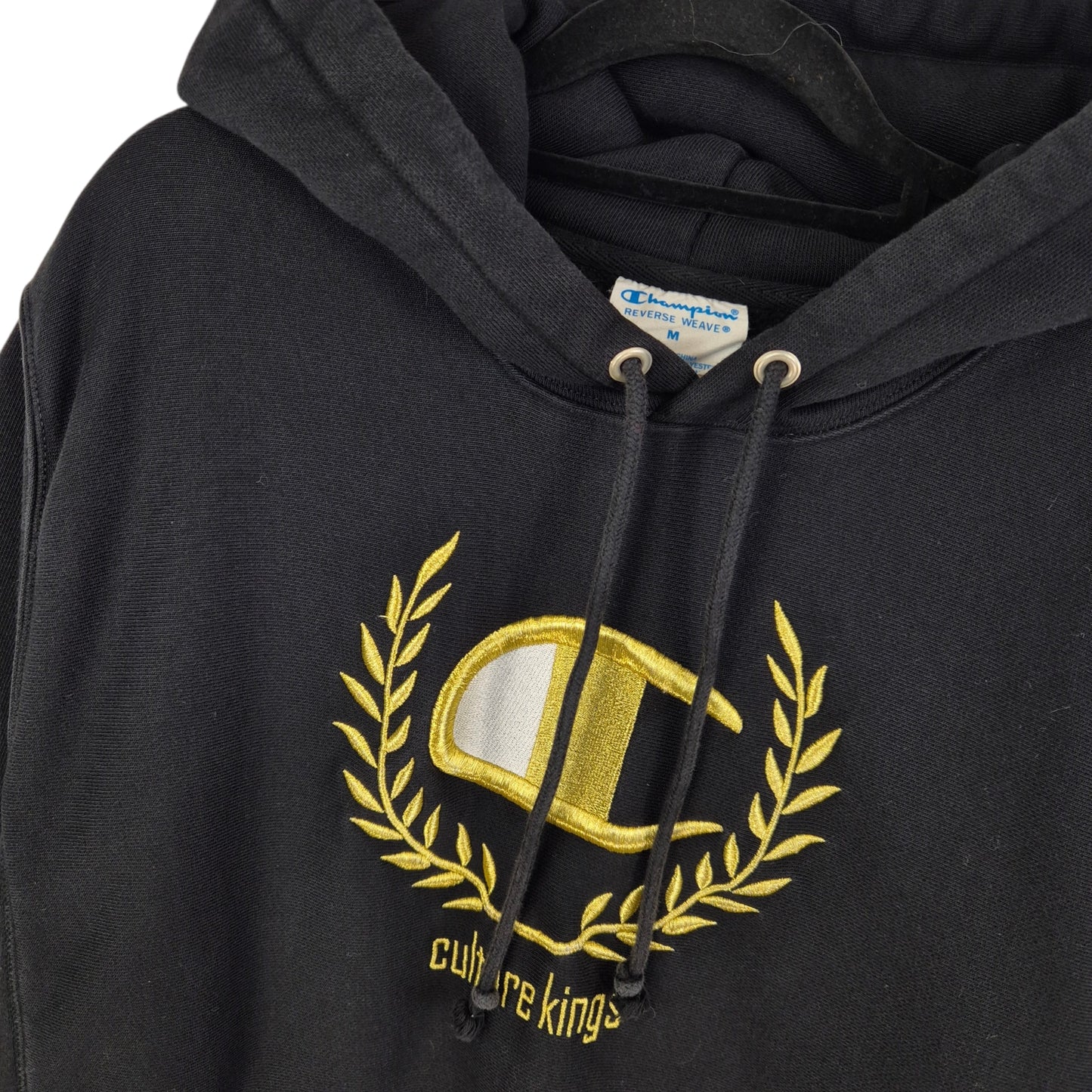 Champion Reverse Weave x Culture Kings Black Heavy Embroidered Hoodie Size M