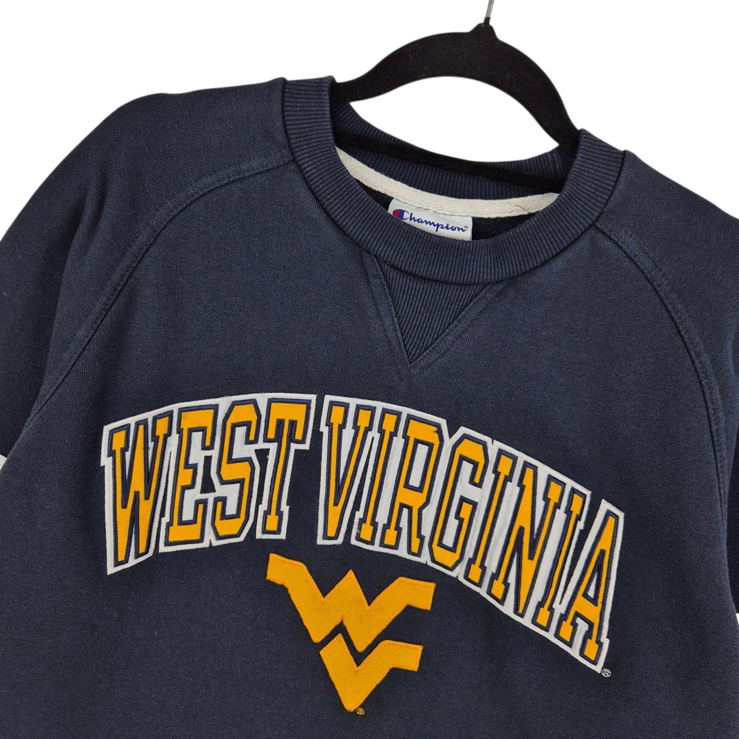 Champion West Virginia Football Dark Blue Embroidered Sweater Size M